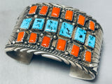 One Of The Best Ever Vintage Native American Navajo Square Turquoise Sterling Silver Bracelet-Nativo Arts