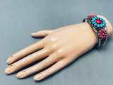 Incredible Vintage Native American Navajo Turquoise Cluster Sterling Silver Bracelet-Nativo Arts