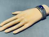 Heavy Lapis Moon Vintage Native American Navajo Sterling Silver Bracelet Cuff-Nativo Arts