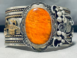 One Of The Best Vintage Native American Navajo Spiny Oyster Sterling Silver 14k Gold Bracelet-Nativo Arts