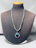 Outstanding Vintage Native American Zuni Kingman Turquoise Sterling Silver Necklace-Nativo Arts