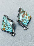 One Of The Best Vintage Native American Navajo Spiderweb Turquoise Sterling Silver Earrings-Nativo Arts