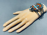 Very Old 1930's/40's Vintage Native American Zuni Turquoise Inlay Bird Sterling Silver Bracelet-Nativo Arts