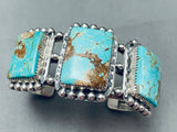 One Of Best Ever Vintage Native American Navajo Squared #8 Turquoise Sterling Silver Bracelet-Nativo Arts