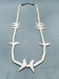 Fab White Dove Vintage Santo Domingo Sterling Silver Shell Necklace-Nativo Arts
