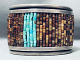 6.5-INCH WRIST VINTAGE NAVAJO TURQUOISE HISHI STERLING SILVER INLAY BRACELET