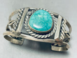 Gasp! Vintage Native American Navajo Carico Lake Turquoise Sterling Silver Bracelet-Nativo Arts