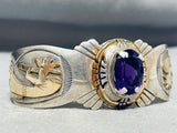 Important Native American Navajo Amethyst 12k Gold Filled Sterling Silver Bracelet-Nativo Arts