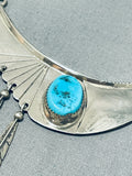 Native American One Of The Most Beautiful Vintage Navajo Turquoise Sterling Silver Necklace-Nativo Arts