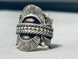 One Of The Most Detailed Native American Navajo Sterling Silver Saddle Ring-Nativo Arts