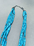 One Of The Finest Vintage Native American Navajo Turquoise Sterling Silver Necklace-Nativo Arts