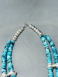 Ceremonial Dancer Native American Navajo Turquoise Sterling Silver Squash Blossom Necklace-Nativo Arts