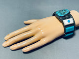 One Of Most Unique Ever Vintage Native American Navajo Inlay Turquoise Sterling Silver Bracelet-Nativo Arts