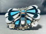 The Biggest Best Vintage Native American Navajo Butterfly Turquoise Sterling Silver Ring-Nativo Arts