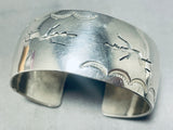 Ceremony Dancers!! Vintage Native American Navajo Hand Tooled Sterling Silver Bracelet-Nativo Arts