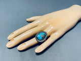 Majestic Vintage Native American Navajo Morenci Turquoise Sterling Silver Ring-Nativo Arts