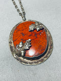 Real Dinosaur Bone Rare Vintage Native American Navajo Sterling Silver Necklace-Nativo Arts