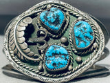 Fascinating Vintage Native American Navajo Morenci Turquoise Sterling Silver Bracelet-Nativo Arts