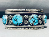 Blue Wind Turquoise!! Vintage Native American Navajo Sterling Silver Bracelet-Nativo Arts