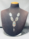 One Of The Most Detailed Vintage Native American Navajo Turquoise Sterling Silver Necklace-Nativo Arts
