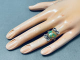 Very Rare Vintage Native American Navajo Royston Turquoise Sterling Silver Infinity Ring