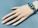 Domed Spiderweb Turquoise Vintage Native American Navajo Sterling Silver Bracelet