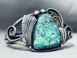 Very Rare Vintage Native American Navajo Apache Turquoise Sterling Silver Bracelet Old-Nativo Arts
