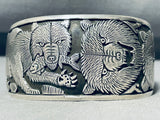 Symbolic Powerful Bears Vintage Native American Navajo Sterling Silver Bracelet-Nativo Arts