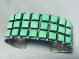 Checkerboard Gaspeite!! Vintage Native American Navajo Sterling Silver Bracelet Cuff-Nativo Arts