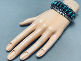 Turquoise Nuggets And Flower Vintage Native American Navajo Sterling Silver Bracelet-Nativo Arts