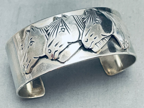 Important Nel Morgan Horse Head Sterling Silver Bracelet Cuff-Nativo Arts