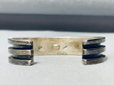 Real Gold And Real Rare Turquoise Vintage Native American Navajo Sterling Silver Bracelet-Nativo Arts
