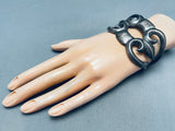 Heavy Thorn Vintage Native American Navajo Hand Casted Sterling Silver Bracelet Old-Nativo Arts