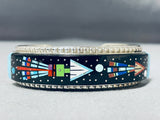 Space Travel Inlay Native American Navajo Turquoise Sterling Silver Bracelet-Nativo Arts