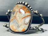 One Of The Coolest Vintage Native American Navajo Streak Agate Sterling Silver Bracelet-Nativo Arts