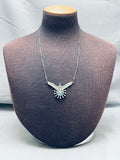 Cute Vintage Native American Zuni Needle Turquoise Sterling Silver Necklace Old-Nativo Arts