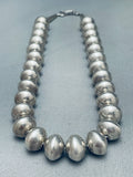 Rare Signed Vintage Native American Navajo Hand Tooled Sterling Silver Bead Necklace-Nativo Arts