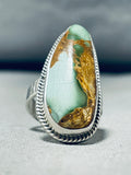 Signed Native American Navajo Royston Turquoise Sterling Silver Ring-Nativo Arts