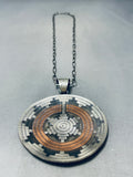 The Best Vintage Native American Navajo Hand Carved Micro Detail Sterling Silver Basket Necklace-Nativo Arts