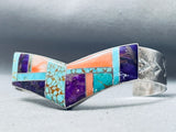 One Of The Best Ever Vintage Native American Navajo Turquoise Inlay Sterling Silver Bracelet-Nativo Arts