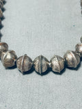 Very Old 1940's Vintage Native American Navajo Sterling Silver Bead Necklace Old-Nativo Arts