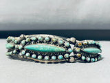 Dropdead Fabulous Vintage Native American Navajo Green Turquoise Sterling Silver Bracelet-Nativo Arts