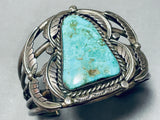 Museum Quality Vintage Native American Navajo Royston Turquoise Stelring Silver Coil Bracelet-Nativo Arts