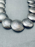 Round Concho Bead Vintage Native American Navajo Sterling Silver Necklace-Nativo Arts
