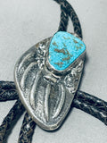 Amazing Vintage Native American Navajo Pilot Mountain Turquoise Sterling Silver Bolo-Nativo Arts