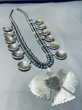 One Of The Best Native American Navajo Sterling Silver Coin Squash Blossom Necklace-Nativo Arts
