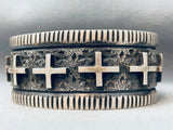 Crosses Of Sterling Vintage Native American Navajo Silver Bracelet Cuff-Nativo Arts