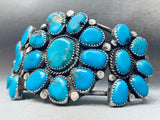 Important A & S Vintage Native American Navajo Turquoise Cluster Sterling Silver Bracelet-Nativo Arts
