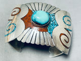 One Of Most Unique Ever Vintage Native American Navajo Turquois Einlay Sterling Silve Rbracelet-Nativo Arts