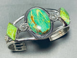Dropdead Fabulous Native American Navajo Gaspeite Sterling Silver Bracelet Cuff-Nativo Arts